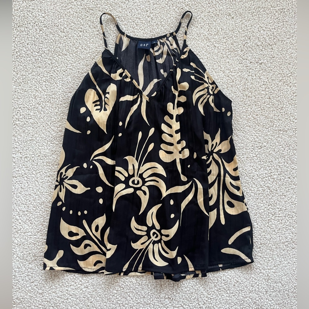 GAP Black and Cream Floral Blouse